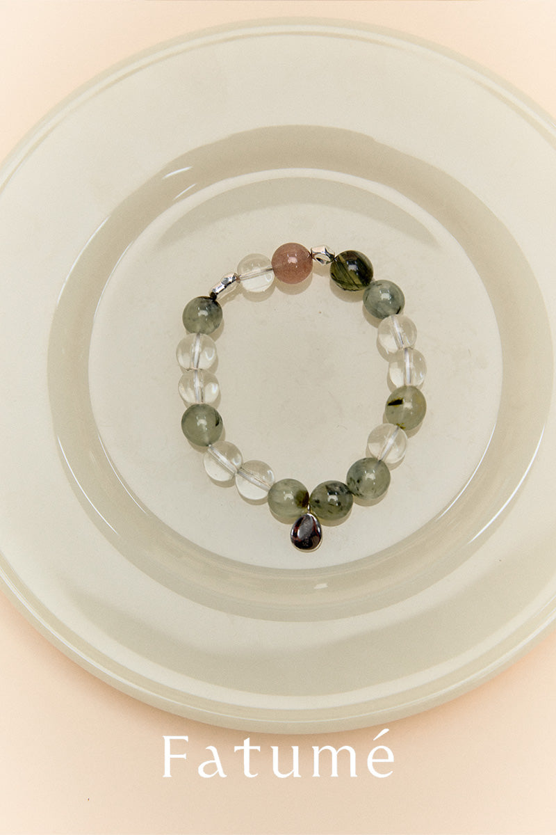 Prehnite& Clear Quartz Bracelet
